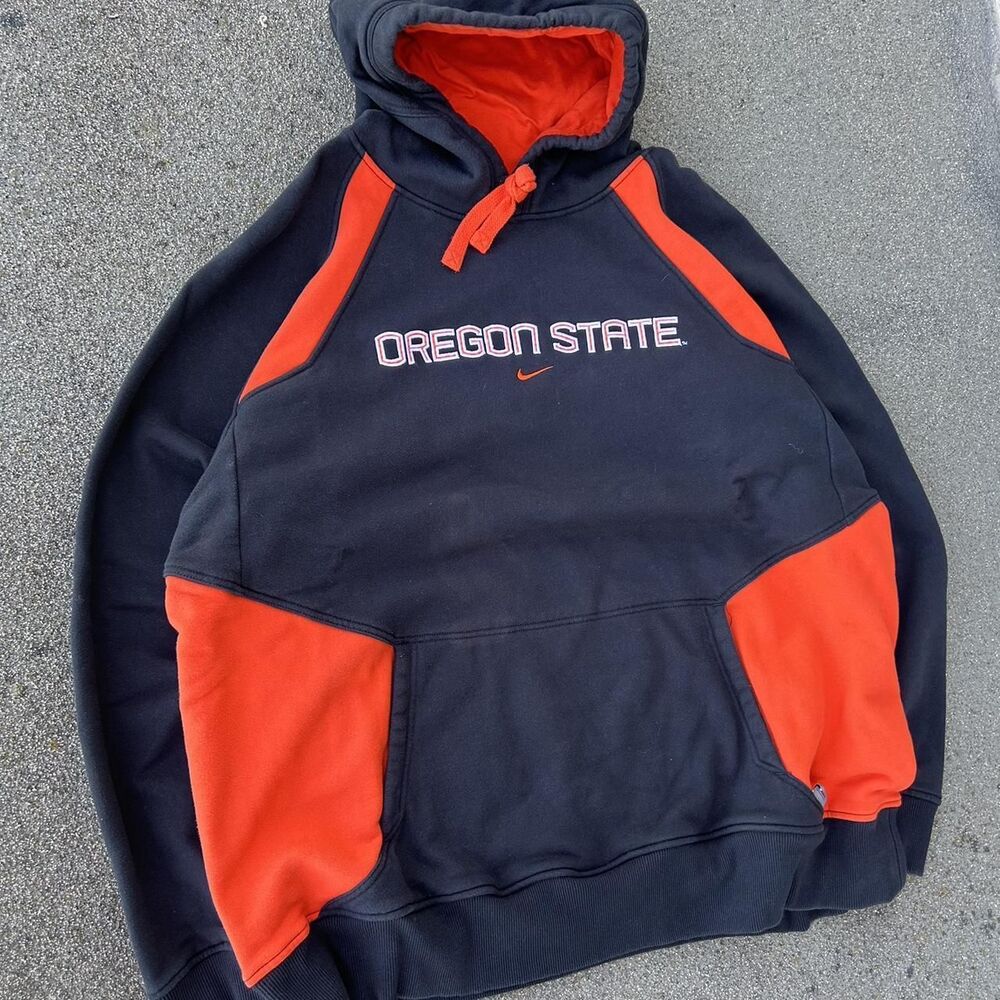 Vintage Y2K Nike Oregon St. Beavers Center Swoosh Hoodie Boxy Oversized Size XL - Picture 3 of 8